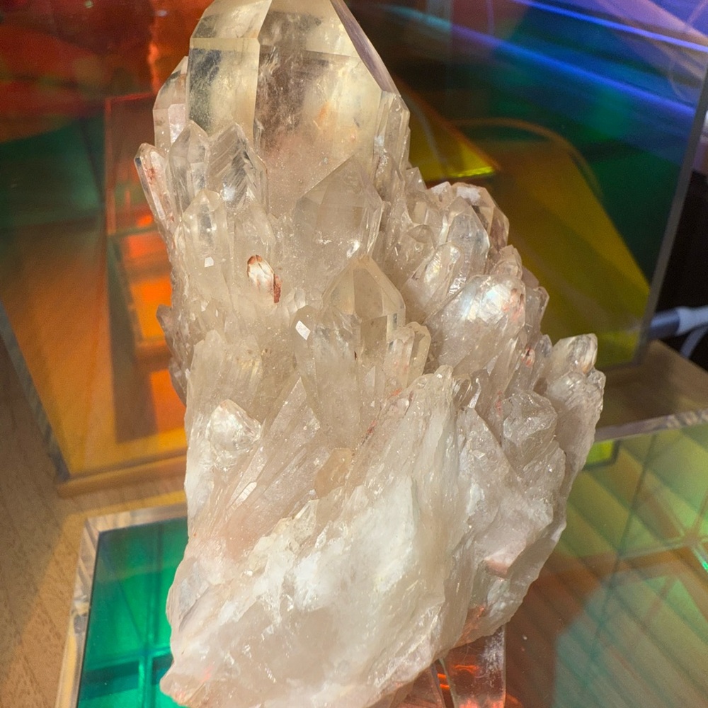 Kundalini Citrine Cluster – Large Termination w/ Cascading Points & Hematite